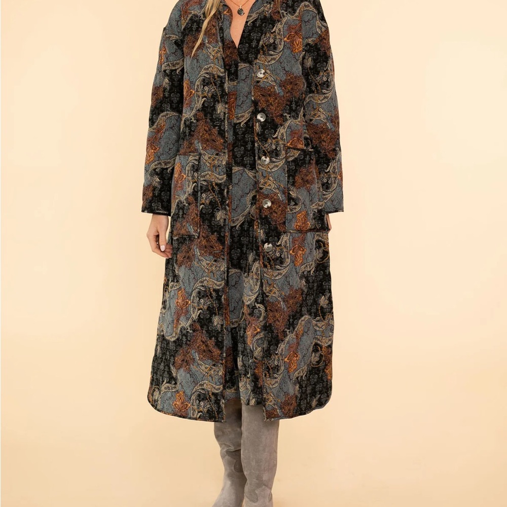 Vintage Patterned Long Coat BNWT ULLA JOHNSON 100% SILK SIZE S